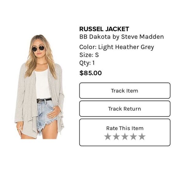 BB Dakota Russel Jacket M Light heather grey - Picture 1 of 5